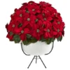 3ft. Red Grand Poinsettia Arrangement In White Vase With Metal Stand