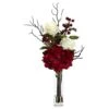 19.5" Merry Christmas Rose & Hydrangea Arrangement