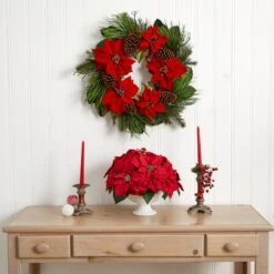 13" Red Poinsettia Arrangement In Urn 7 13" Red Poinsettia Arrangement In Urn -Northlight Sale Store D292879S 13