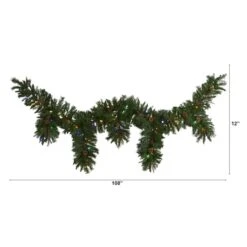 9ft. Pre-Lit Hanging Icicle Berries & Pinecones Christmas Garland, Multicolor LED Lights -Northlight Sale Store D292890S 2