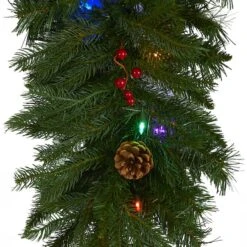 9ft. Pre-Lit Hanging Icicle Berries & Pinecones Christmas Garland, Multicolor LED Lights -Northlight Sale Store D292890S 3