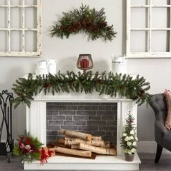 30" Green Pine & Pinecone Swag -Northlight Sale Store D292897S 12