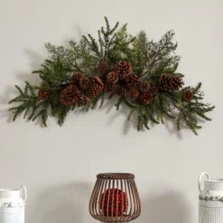 30" Green Pine & Pinecone Swag -Northlight Sale Store D292897S 13