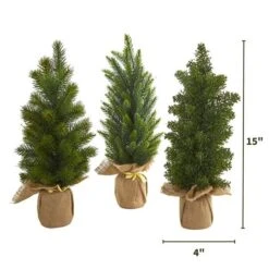 3 Pack 15" Unlit Mini Cypress & Pine Artificial Christmas Trees With Burlap Base 13 3 Pack 15" Unlit Mini Cypress & Pine Artificial Christmas Trees With Burlap Base -Northlight Sale Store D292907S 2