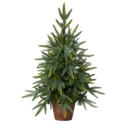 2.5ft. Pre-Lit Christmas Tree With Planter, Clear Lights -Northlight Sale Store D292909S 24