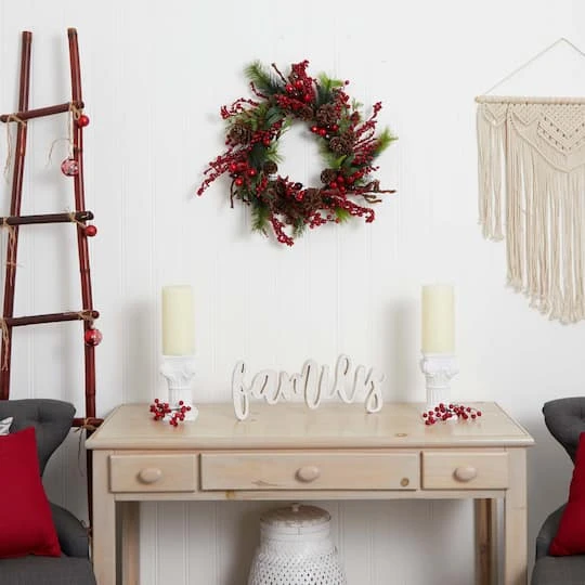 24" Red Berry Wreath 5 24" Red Berry Wreath - Image 5