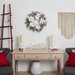 22" Snowed Magnolia & Berry Wreath -Northlight Sale Store D292934S 12