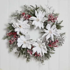 22" Snowed Magnolia & Berry Wreath -Northlight Sale Store D292934S 13