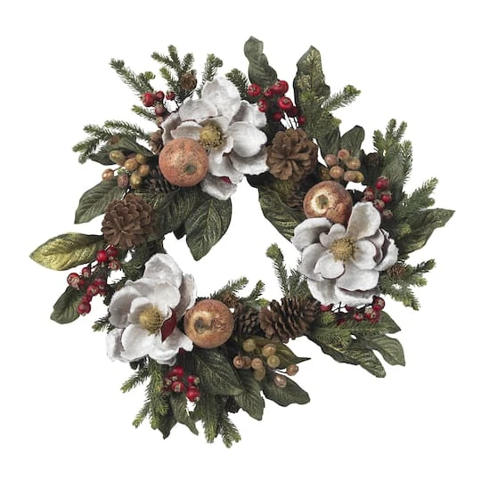24" Magnolia Pinecone & Berry Wreath 1 24" Magnolia Pinecone & Berry Wreath