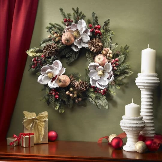 24" Magnolia Pinecone & Berry Wreath 3 24" Magnolia Pinecone & Berry Wreath - Image 3