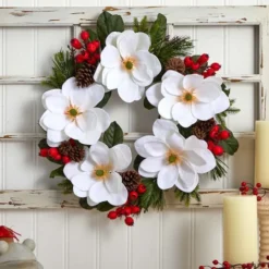 26" Magnolia, Pine & Berries Wreath 8 26" Magnolia, Pine & Berries Wreath -Northlight Sale Store D292956S 13