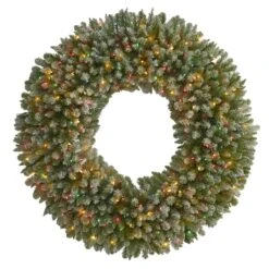 5ft. Pre-Lit Flocked Artificial Christmas Wreath