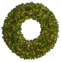 5ft. Pre-Lit Pine & Pinecone Artificial Christmas Wreath