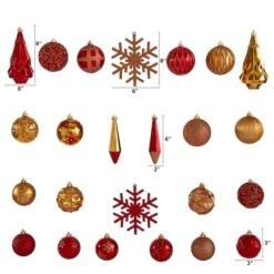 52ct. 6" Red & Gold Shatterproof Ornament Set -Northlight Sale Store D322171S 2