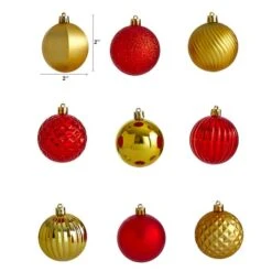 101ct. 2" Red & Gold Shatterproof Ball Ornaments -Northlight Sale Store D322174S 2