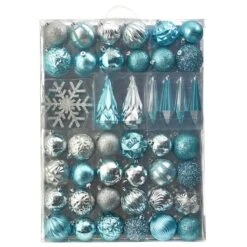 52ct. 6" Blue & Silver Shatterproof Ornament Set
