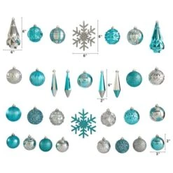 52ct. 6" Blue & Silver Shatterproof Ornament Set 8 52ct. 6" Blue & Silver Shatterproof Ornament Set -Northlight Sale Store D322175S 2