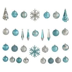 52ct. 6" Blue & Silver Shatterproof Ornament Set 9 52ct. 6" Blue & Silver Shatterproof Ornament Set -Northlight Sale Store D322175S 3