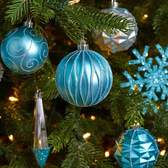 52ct. 6" Blue & Silver Shatterproof Ornament Set 5 52ct. 6" Blue & Silver Shatterproof Ornament Set - Image 5