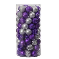 101ct. 2" Purple & Silver Shatterproof Ball Ornaments