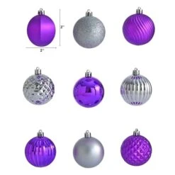101ct. 2" Purple & Silver Shatterproof Ball Ornaments -Northlight Sale Store D322178S 2