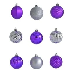 101ct. 2" Purple & Silver Shatterproof Ball Ornaments -Northlight Sale Store D322178S 3