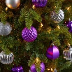 101ct. 2" Purple & Silver Shatterproof Ball Ornaments -Northlight Sale Store D322178S 5