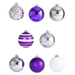 64ct. 3" Purple & Silver Shatterproof Ball Ornaments 9 64ct. 3" Purple & Silver Shatterproof Ball Ornaments -Northlight Sale Store D322179S 3