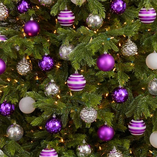 64ct. 3" Purple & Silver Shatterproof Ball Ornaments 5 64ct. 3" Purple & Silver Shatterproof Ball Ornaments - Image 5