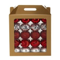 40ct. 3" Red & Silver Shatterproof Ball Ornaments