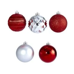 40ct. 3" Red & Silver Shatterproof Ball Ornaments -Northlight Sale Store D322180S 3