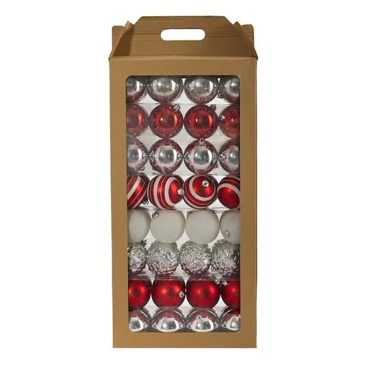 64ct. 3" Red & Silver Shatterproof Ball Ornaments 2 64ct. 3" Red & Silver Shatterproof Ball Ornaments - Image 2