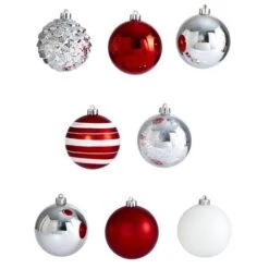 64ct. 3" Red & Silver Shatterproof Ball Ornaments 9 64ct. 3" Red & Silver Shatterproof Ball Ornaments -Northlight Sale Store D322181S 3