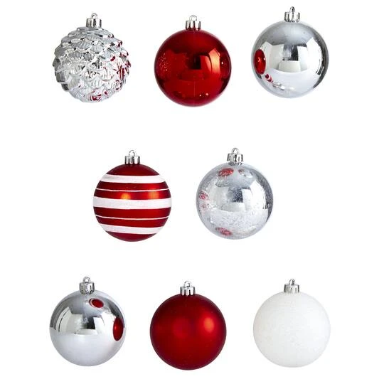 64ct. 3" Red & Silver Shatterproof Ball Ornaments 4 64ct. 3" Red & Silver Shatterproof Ball Ornaments - Image 4