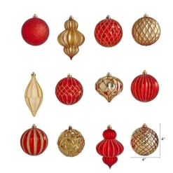 12ct. 4" Red & Gold Shatterproof Luxe Ornament Set 8 12ct. 4" Red & Gold Shatterproof Luxe Ornament Set -Northlight Sale Store D322186S 2