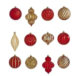 12ct. 4" Red & Gold Shatterproof Luxe Ornament Set 9 12ct. 4" Red & Gold Shatterproof Luxe Ornament Set -Northlight Sale Store D322186S 3