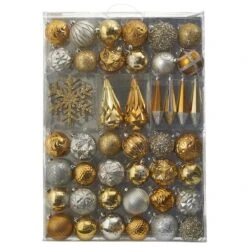 52ct. 6" Gold & Silver Shatterproof Ornament Set