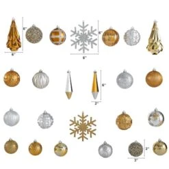 52ct. 6" Gold & Silver Shatterproof Ornament Set -Northlight Sale Store D322191S 2