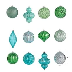 12ct. 4" Green & Silver Shatterproof Luxe Ornament Set 8 12ct. 4" Green & Silver Shatterproof Luxe Ornament Set -Northlight Sale Store D322192S 2