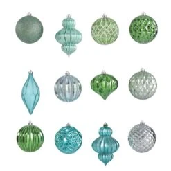 12ct. 4" Green & Silver Shatterproof Luxe Ornament Set 9 12ct. 4" Green & Silver Shatterproof Luxe Ornament Set -Northlight Sale Store D322192S 3