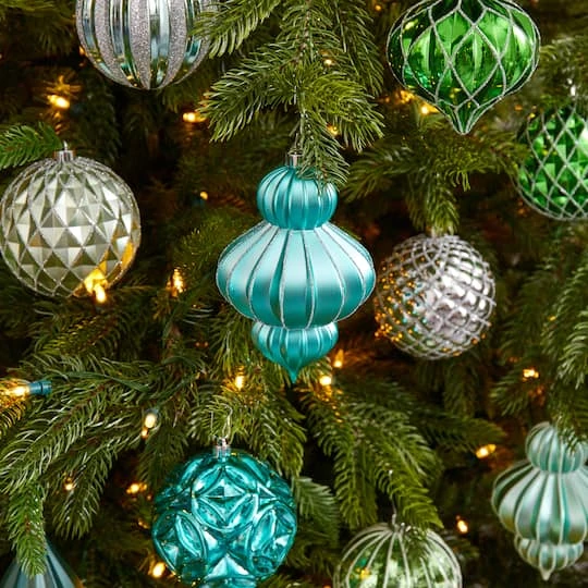 12ct. 4" Green & Silver Shatterproof Luxe Ornament Set 6 12ct. 4" Green & Silver Shatterproof Luxe Ornament Set - Image 6