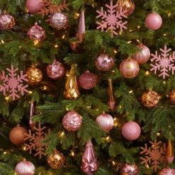 52ct. 6" Pink & Gold Shatterproof Ornament Set -Northlight Sale Store D322194S 6