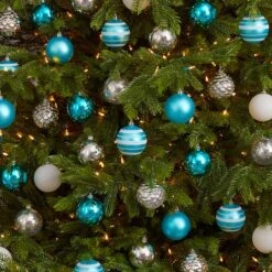 64ct. 3" Blue & Silver Shatterproof Ball Ornaments -Northlight Sale Store D322195S 4