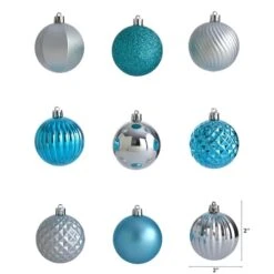 101ct. 2" Blue & Silver Shatterproof Ball Ornaments -Northlight Sale Store D322196S 2