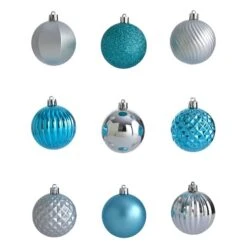 101ct. 2" Blue & Silver Shatterproof Ball Ornaments -Northlight Sale Store D322196S 3
