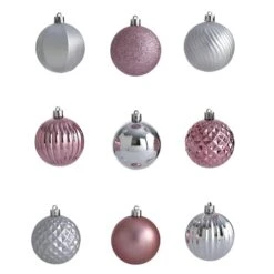 101ct. 2" Pink & Silver Shatterproof Ball Ornaments -Northlight Sale Store D322197S 3