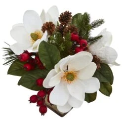 15" Magnolia, Pine & Berries Artificial Arrangement -Northlight Sale Store D322266S 2