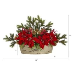 18'' Poinsettia, Succulent & Pine Plant In Decorative Vase 6 18'' Poinsettia, Succulent & Pine Plant In Decorative Vase -Northlight Sale Store D322373S 2
