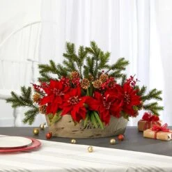 18'' Poinsettia, Succulent & Pine Plant In Decorative Vase 7 18'' Poinsettia, Succulent & Pine Plant In Decorative Vase -Northlight Sale Store D322373S 3