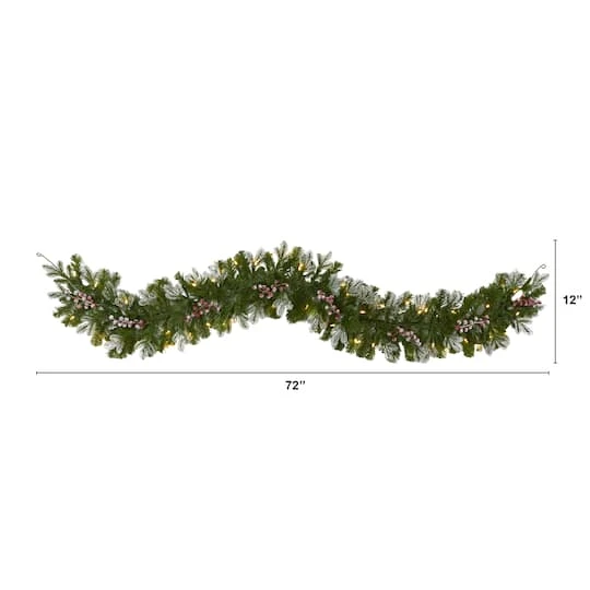 6ft. LED Snow Tipped Berries & Pine Christmas Garland 5 6ft. LED Snow Tipped Berries & Pine Christmas Garland - Image 5